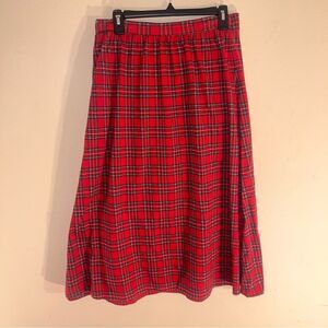 Vintage Preston & York Cotton Red Plaid Tartan Midi Skirt Med Petite Hong Kong
